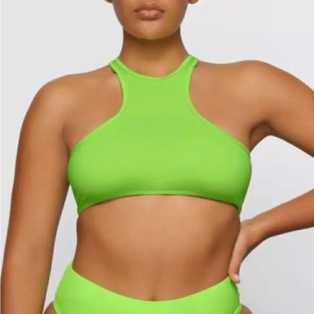 SKIMS NWT High Neck Racerback Bikini Top in Neon Green Size S